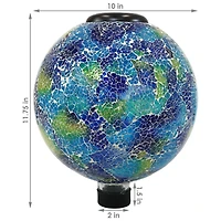 Sunnydaze Decor Glass Mosaic Garden Gazing Globe with Solar Light - 10 Blue