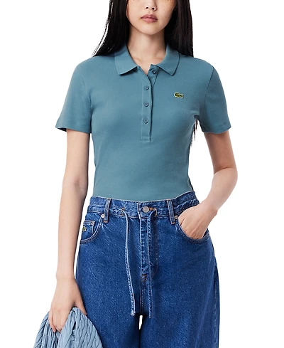 Lacoste Usa Women's Cotton Slim-Fit Short-Sleeve Polo Tee