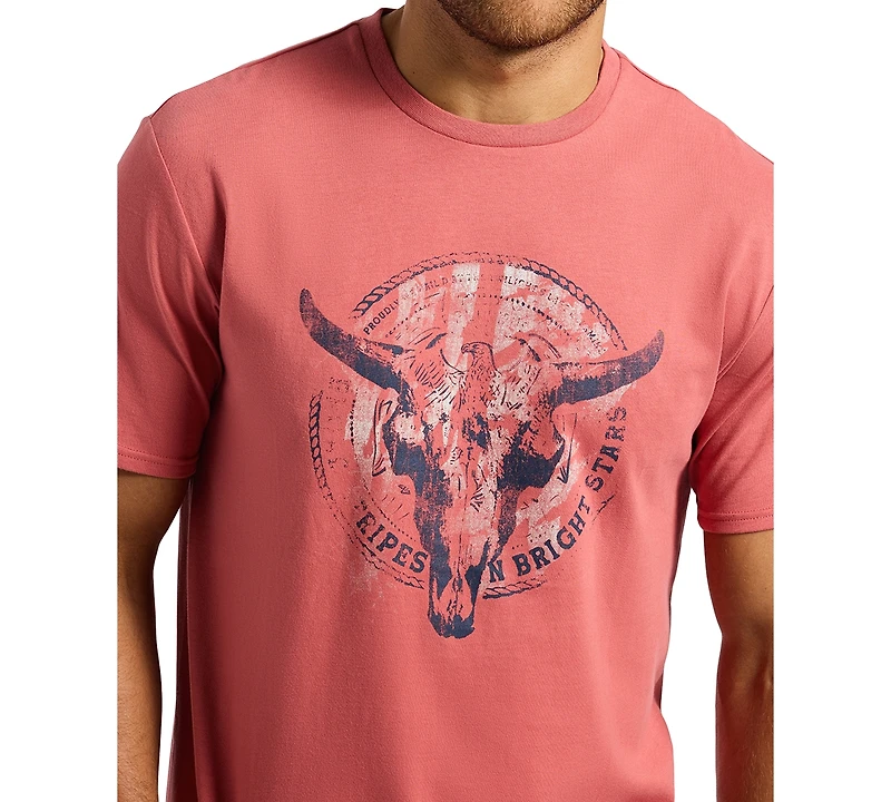 Men's Tarz Relaxed Fit Short Sleeve Bull Skull Graphic Crewneck T-Shirt