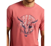Men's Tarz Relaxed Fit Short Sleeve Bull Skull Graphic Crewneck T-Shirt
