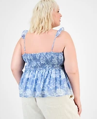 And Now This Plus Floral-Print Ruffled Top, Exclusively at Macy's