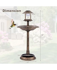 3-In-1 Pedestal Bird Bath with Solar Light Feeder & Flower Planter