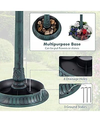 3-In-1 Pedestal Bird Bath with Solar Light with Bird Feeder & Flower Planter