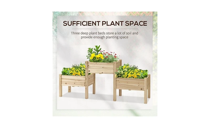 Durable Wooden Planter Box with Elevated Flower Shelf