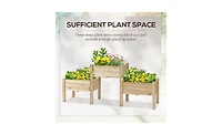 Durable Wooden Planter Box with Elevated Flower Shelf