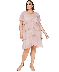 Sl Fashions Plus Tiered Metallic Dress