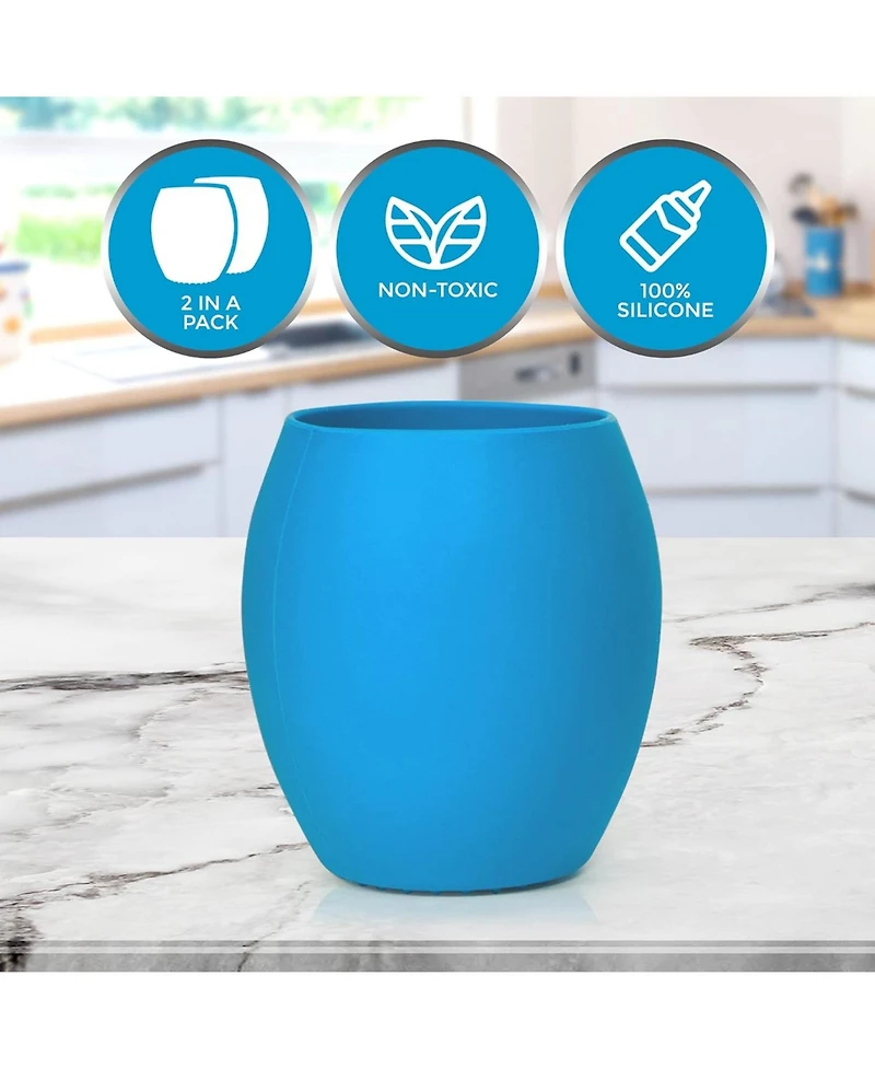 Sperric Toddler Silicone Cup Training - Open Led Weaning 2 Pack of No Spill Sippy Cups Soft & Gentle on Gums Bpa Free