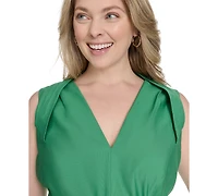 Vince Camuto Plus Cotton Belted Tiered Sleeveless Midi Dress