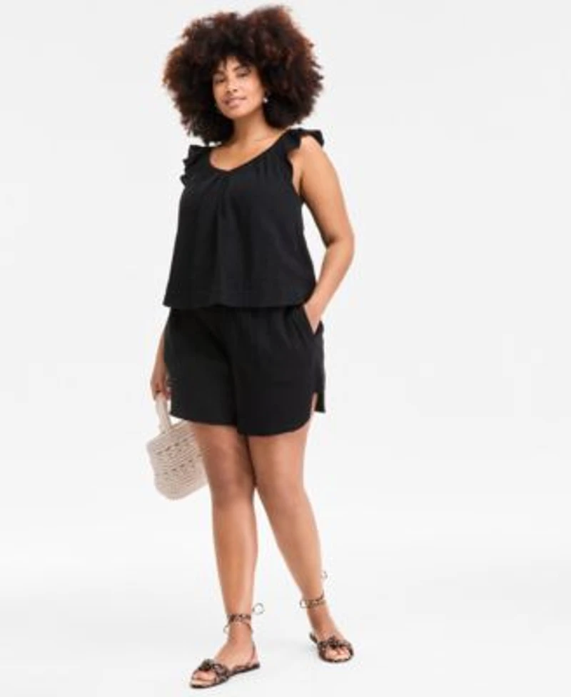 On 34th Trendy Plus Size Gauze Top Shorts Exclusively At Macys