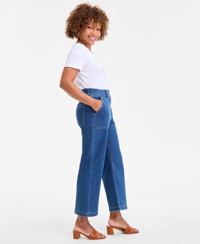 Style & Co Petite High-Rise Straight Utility Jeans, Macy's Exclusive