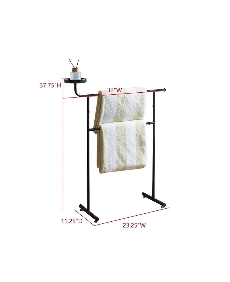 Kings Brand Furniture Valet Clothes Stand with Storage Tray, Towel Rack, Blanket Drying Holder for Bedroom
