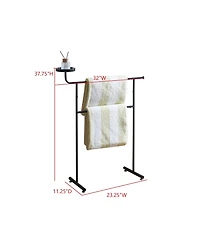 Kings Brand Furniture Valet Clothes Stand with Storage Tray, Towel Rack, Blanket Drying Holder for Bedroom