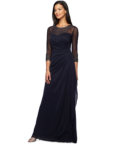 Alex Evenings Women's Illusion Embellished A-Line Gown