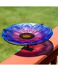 Deck-Mounted/Staked Glass Bird Bath - 10.5” Diameter