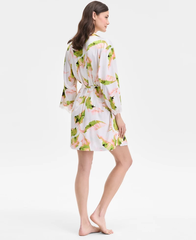 I.n.c. International Concepts Women's Lace-Trim Stretch Satin Robe