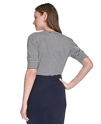 Tommy Hilfiger Women's Striped Puff-Sleeve Top