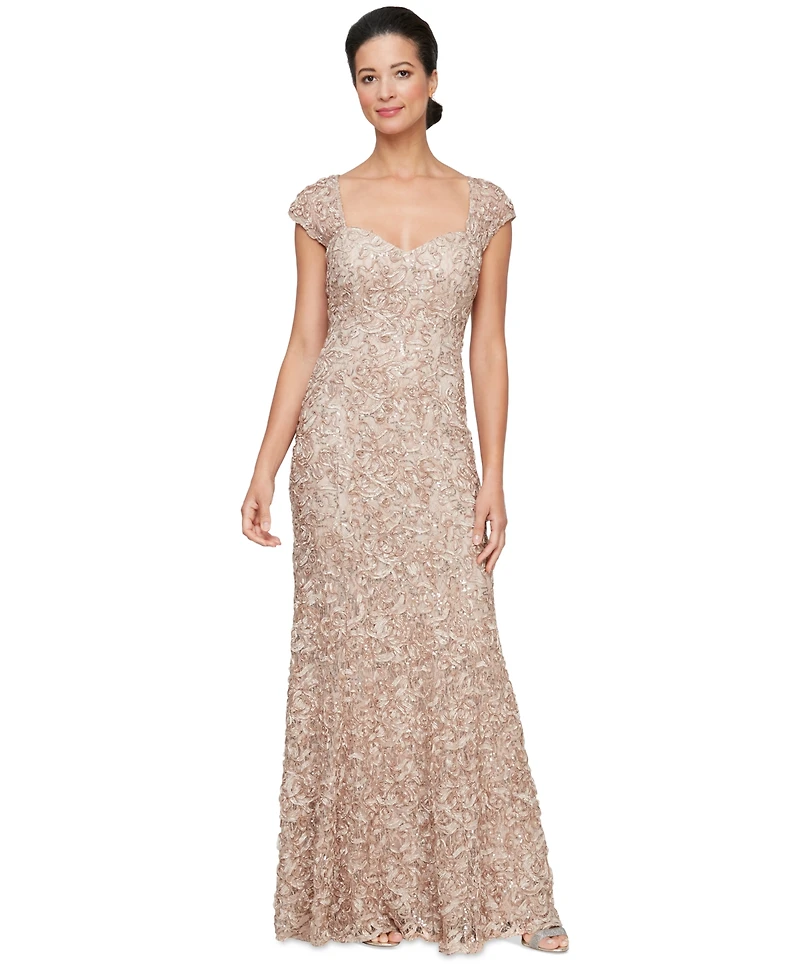 Alex Evenings Women's Sequined Soutache Mermaid Gown