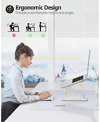 Urmust Ergonomic Laptop Stand & Adjustable Aluminum Riser | Desk Computer Holder for 10-16" Laptops (MacBook Pro/Air/Dell/Hp) | Portable Foldable Desi