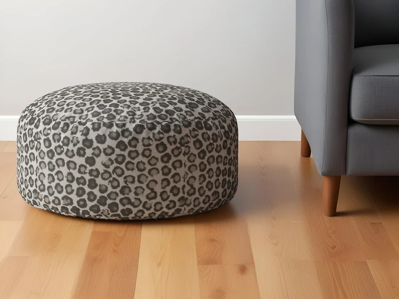 Textured Cotton Round Floral Pouf Ottoman – Chic and Comfortable