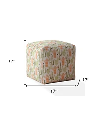 Cotton Pouf Ottoman with Cactus Design – Trendy & Soft