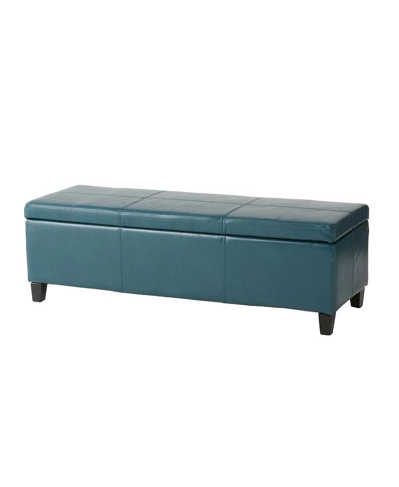 Faux Leather Storage Ottoman Bench with Lift-Top, Padded Seat, and Wooden Legs for Living Room, Bedroom, or Entryway-The Pop Home