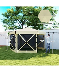 Outsunny 12' x 12' Hexagonal Pop Up Gazebo, Outdoor Canopy Tent,