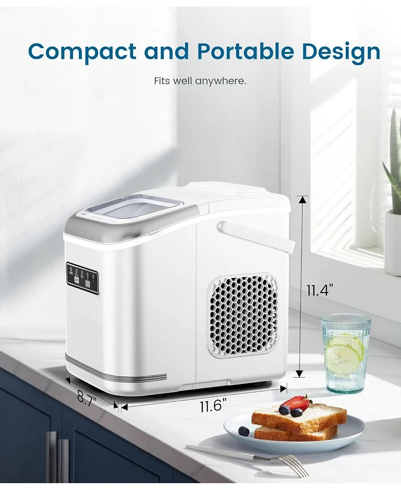 Zafro Ice Makers Countertop, Portable Ice Machine with Carry Handle, 26.5lbs/24Hrs, 6Mins/9 Ice Cubes, Self-Cleaning Countertop Ice Maker with Ice Bas