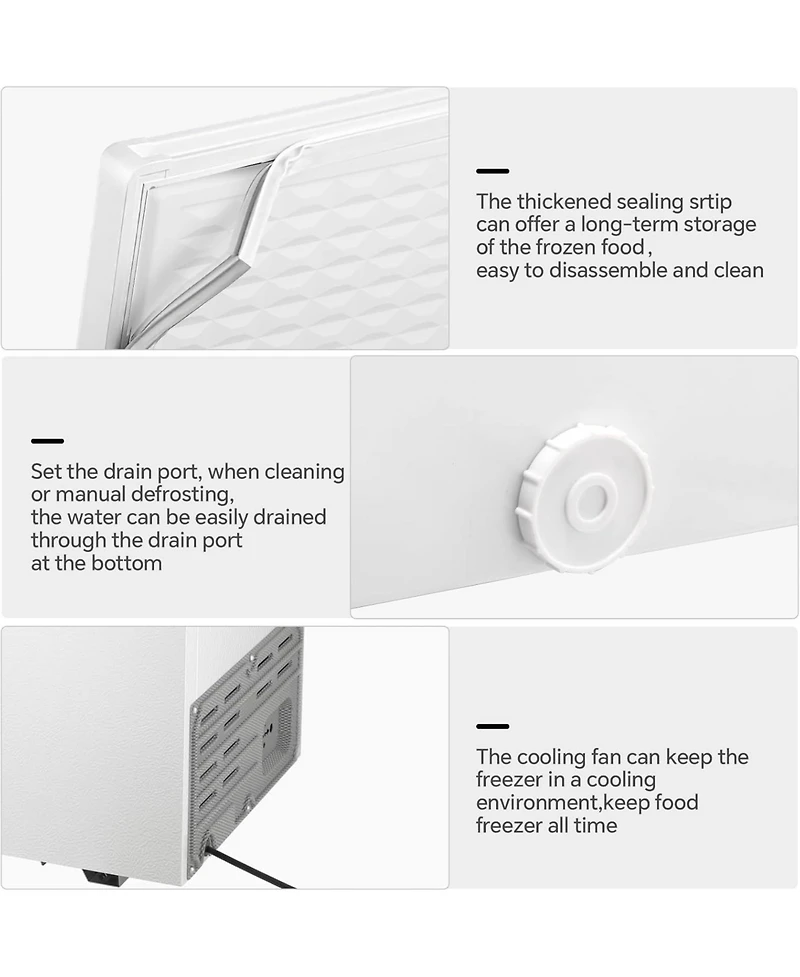 Zafro 1.8 Cu. Ft. Chest Freezer – This compact, freestanding freezer features a removable basket, adjustable temperature control, and a top-ope