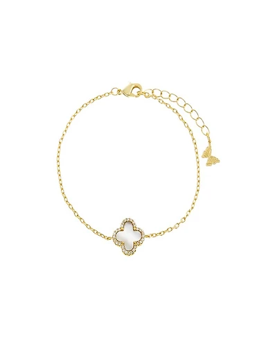 By Adina Eden Pave Outlined Four Leaf Clover Bracelet
