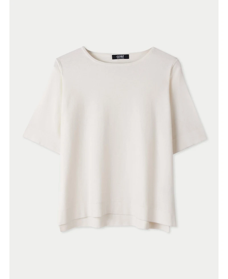 Gobi Cashmere Women's Box-Cut Cotton Silk Blend T-Shirt