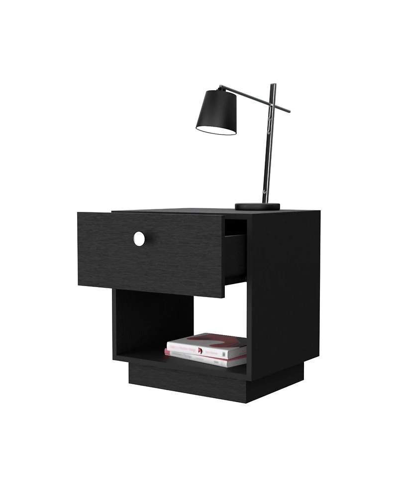 20" Black One Drawer Nightstand With Integrated Tech