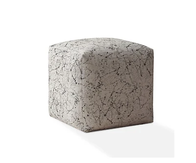 Soft Cotton Pouf Ottoman with Abstract Pattern