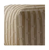 17" Taupe Cotton Floral Pouf Ottoman