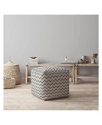 17" Gray Twill Chevron Pouf Ottoman