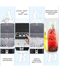 Zafro Portable Ice Maker, 26.5 lbs/day, Self-Cleaning, 9 Cubes 6-9 mins, Double Handle, 2 Sizes Bullet Ice, Includes Scoop & Basket, Perfect fo