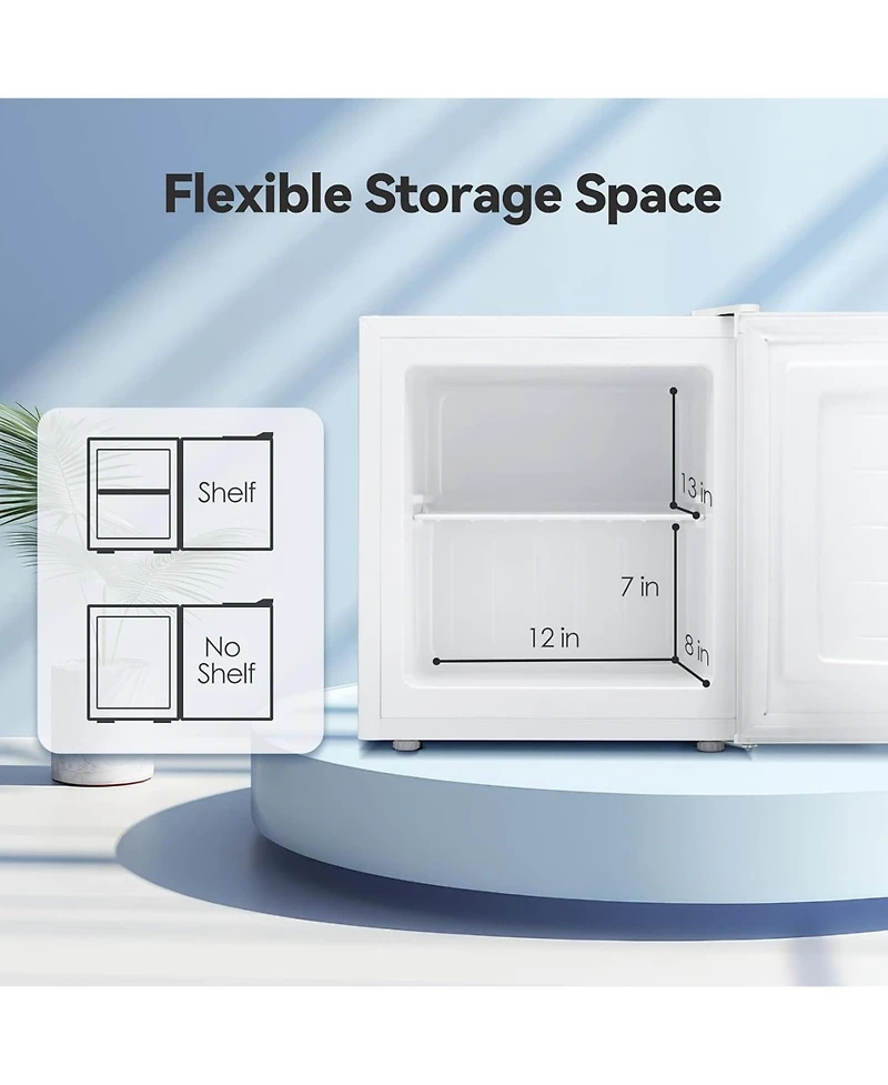 Zafro 1.1 Cu. Ft. Small Upright Freezer – This compact mini freezer features removable shelves, an adjustable thermostat, and a reversible door