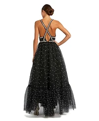 Mac Duggal Women's Pearl Beaded High Low Gown