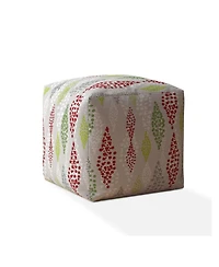17" Ivory Cotton Polka Dots Pouf Ottoman
