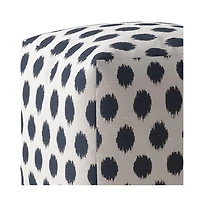 17" Blue and White Canvas Polka Dots Pouf Ottoman