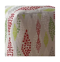 17" Ivory Cotton Polka Dots Pouf Ottoman