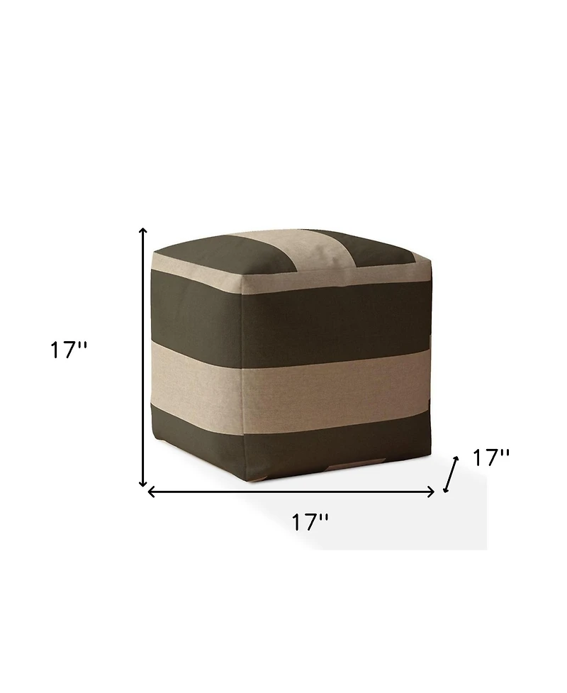 Cotton Striped Pouf Ottoman for Living Room and Bedroom Seating