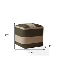 Cotton Striped Pouf Ottoman for Living Room and Bedroom Seating