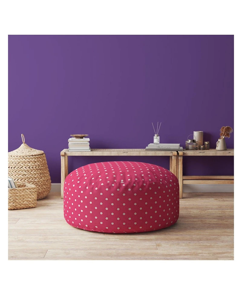 Cotton Round Polka Dots Pouf Cover for Living Room and Bedroom Decor