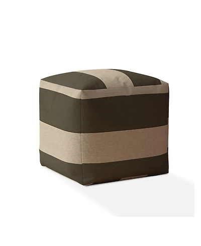 Cotton Striped Pouf Ottoman for Living Room and Bedroom Seating
