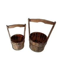 Wood Garden Planter Set – 2 Pieces for Outdoor Landscaping