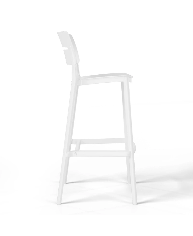 Stackable Polypropylene Resin Plastic Outdoor Patio Bar Stools (Set of 2)