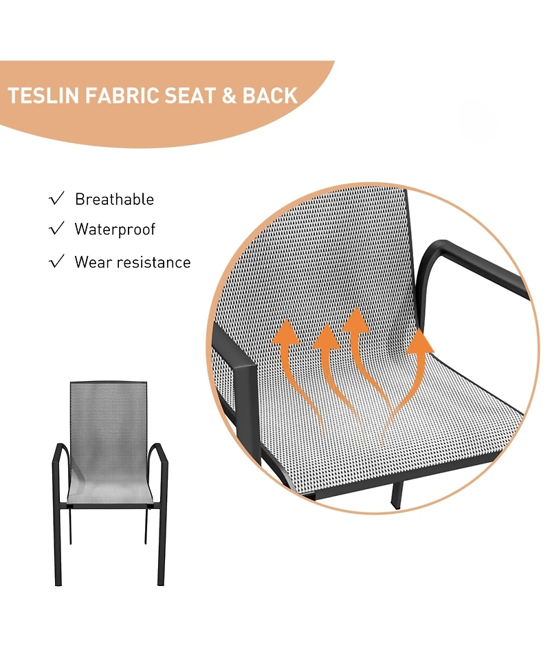 Aluminium Frame with Stackable Dining Chairs