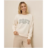 Pact Women's Organic Cotton Cloud Brushed Fleece Graphic Crew Sweatshirt