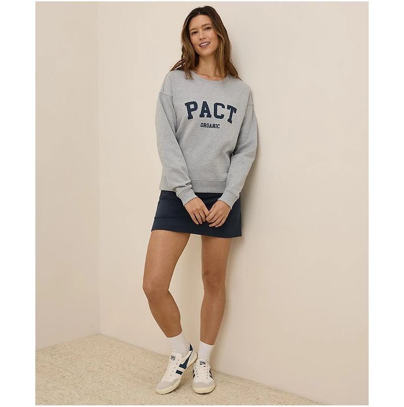 Pact Women's Organic Cotton Cloud Brushed Fleece Graphic Crew Sweatshirt