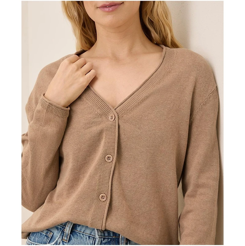Pact Women's Organic Cotton Classic Fine Knit V-Neck Cardigan